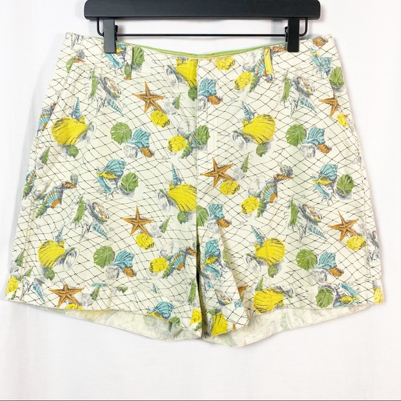Liz Claiborne Vintage High Waist Sea Shell Print Coastal Shorts 12 - Picture 1 of 7